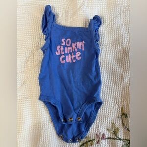 Carter's Blue Bodysuit with Pink Text